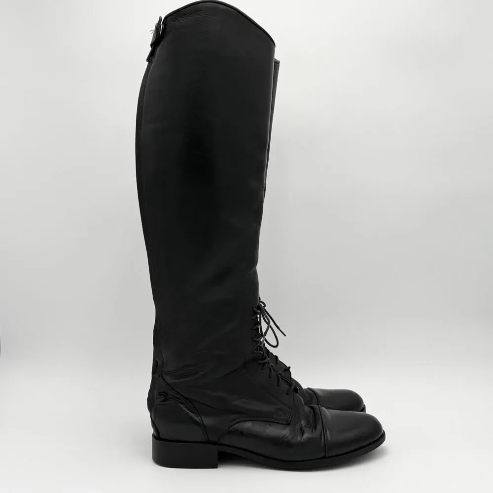 Tall Black Lace-Up Riding Boots - Women